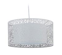 Relaxdays Hanging Lamp for Living, Bed, and Dining Room, Round Lampshade, Modern, HxD 120x40 cm, E27 Socket, White