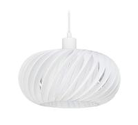 Relaxdays Hanging Lamp, Round Lampshade, E27 Socket, 60 W, Plastic, Steel, Pendant Light, Various Sizes, White
