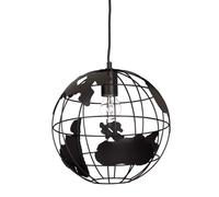 Relaxdays Hanging Lamp Sphere, Pendant Lamp with Globe Design, Adjustable, Metal, Ø 30 cm, Black