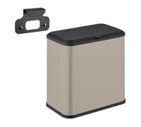 Relaxdays Hanging Rubbish Bin, 5L, Waste Container for Cupboard, Kitchen & Bathroom, Metal & Plastic, Rectangular, Beige, 20% 60% Iron, 5 L