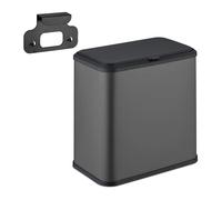 Relaxdays Hanging Rubbish Bin, 5L, Waste Container for Cupboard, Kitchen & Bathroom, Metal & Plastic, Rectangular, Grey, 20% 60% Iron, 5 L