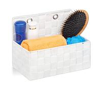 Relaxdays Hanging Storage Basket, Bathroom Organiser Box, Hallway, Bedroom, Sorter HxWxD 20x25x15 cm, White, Pack of 1