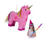 Relaxdays Hanging Unicorn Pinata, Children, Girls, Birthday, Fillable, HxWxD: 47 x 43 x 13 cm, Pink