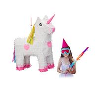 Relaxdays Hanging Unicorn Pinata, Children, Girls, Birthday, Fillable, HxWxD: 47 x 43 x 13 cm, White-Pink