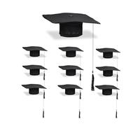 Relaxdays Hat, Set of 10, Graduate Cap, with Tassel, for A-levels, Bachelor's and Master's Degrees, Black, Polyester, One Size