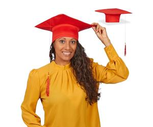 Relaxdays Hat, Set of 2, Graduate Cap, with Tassel, for A-levels, Bachelor's and Master's Degrees, Red, Polyester, 11 x 28 x 28 cm