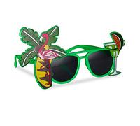 Relaxdays Hawaii Cocktail Party Glasses with Palm Trees, Gag Glasses, Carnival Sunglasses, Green
