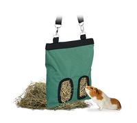 Relaxdays Hay Bag, for Small Animals, Rabbits, Guinea Pigs, Straw Storage, Cage Accessory, HxW 31 x 25 cm, Green/Black, 31 x 25 x 1.5 cm