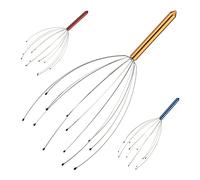 Relaxdays Head Massager, 12 Prongs with Safety-Tips, Scalp Massager for Manual Massages, Metal, Gold