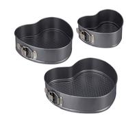 Relaxdays Heart Cake Pan Set Of 3, Romantic Shaped Cakes 3 Sizes, Nonstick, Springform, Carbon Steel, Anthracite
