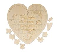 Relaxdays Heart Puzzle, Wood, with Engraved Quote, 49 Pieces, Gift, Valentine's Day, Romantic Wooden Puzzle, Natural