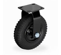 Relaxdays Heavy-Duty Fixed Castor, 120 kg, Pneumatic Rubber Tyre, Steel Mounting Plate, 25x20x13.5 cm, Black