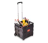 Relaxdays Heavy Duty Foldable Shopping Trolley, 35 kg, Wheeled Crate, 39 x 42 x 37 cm, Aluminium and Plastic, Black, 39 x 37 x 42 cm