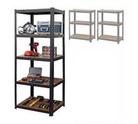 Relaxdays Heavy-Duty Rack, 500 kg, HWD: 200 x 80 x 60 cm, Black/Brown | 5 Levels, Wood Look, Storage Rack, Steel & MDF
