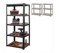 Relaxdays Heavy-Duty Rack, 500 kg, HWD: 200 x 90 x 60 cm, Black/Brown | 5 Levels, Wood Look, Storage Rack, Steel & MDF
