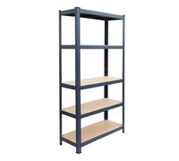 Relaxdays Heavy-Duty Rack, HWD: 180x75x30 cm, Anthracite | Load capacity 875 kg, 5 MDF shelves, cellar storage rack, slot-together, steel, garage, workshop