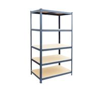 Relaxdays Heavy-Duty Rack, HWD: 200x100x50 cm, Anthracite | Load capacity 875 kg, 5 MDF shelves, cellar storage rack, slot-together, steel, garage, workshop