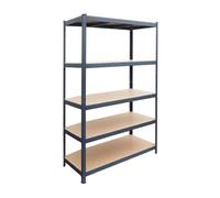 Relaxdays Heavy-Duty Rack, HWD: 200x120x50 cm, Anthracite | Load capacity 875 kg, 5 MDF shelves, cellar storage rack, slot-together, steel, garage, workshop