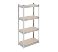 Relaxdays Heavy Duty Shelf, HxWxD: 138 x 60 x 30 cm, Load up to 200 kg, Steel, 4 Levels, Storage, Cellar, Garage, Silver