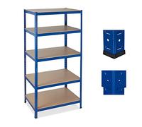 Relaxdays Heavy Duty Shelf Unit, 5 Tiers, Capacity 1325 kg, Modular Cellar Shelves, HWD 180x90x60 cm, Metal/MDF, Blue