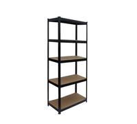 Relaxdays Heavy-Duty Shelving, 150x75x30 cm, 875 kg, 5 Shelves, Slot-Together, Black/Brown
