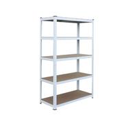 Relaxdays heavy-duty shelving, 200x100x40 cm (HxWxD), 875 kg, 5 shelves, cellar & garage, slot-together, white/brown