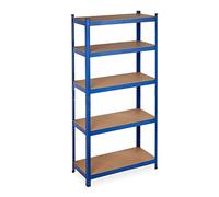 Relaxdays Heavy Duty Shelving Unit, 180x90x40 cm, Max. Load 875 kg, 5 Shelves, Storeroom & Garage Storage, Steel, Blue
