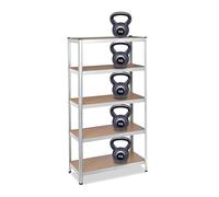 Relaxdays Heavy Duty Shelving Unit, 180x90x45 cm, Max. Load 1325 kg, 5 Shelves, Garage Storage, Galvanised Steel, Silver