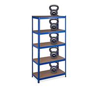 Relaxdays Heavy Duty Shelving Unit, 180x90x45 cm, Max. Load 1325 kg, 5 Shelves, Pantry & Garage Storage, Steel, Blue