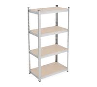 Relaxdays Heavy Duty Shelving Unit, 4 Shelves, 138 x 70 x 40 cm, Max. 200 kg, Garage Storage, Galvanised Steel, Silver