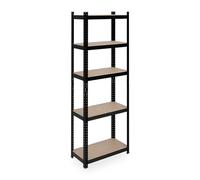 Relaxdays Heavy Duty Unit, 5 Shelves, 180 x 60 x 30 cm, Max. 500 kg, Garage & Warehouse, Steel, Plug-in, Black