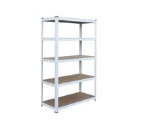Relaxdays Heavy-Duty Shelving Unit, 5 Shelves, 180x100x30 cm, 875 kg, Cellar/Garage, Slot-Together, White/Brown