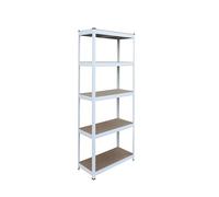 Relaxdays Heavy-Duty Shelving Unit, 5 Shelves, 875kg Capacity, Tool-Free, Cellar & Garage, White/Brown, 180x75x30 cm