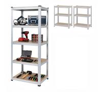 Relaxdays Heavy-Duty Shelving Unit, 5 Tiers, HWD: 200 x 80 x 60 cm, Silver | up to 875 kg, basement & garage, storage rack, steel
