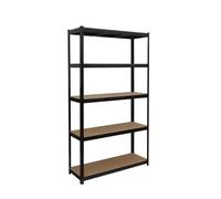 Relaxdays Heavy-Duty Shelving Unit, 875 kg, 5 Shelves, Cellar/Garage Storage, Tool-Free, Black/Brown, 60 x 120 x 200 cm