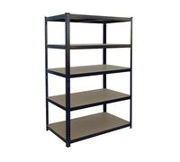 Relaxdays Heavy-Duty Shelving Unit, 875 kg Capacity, 5 Shelves, Cellar/Garage Storage, Tool-Free, Black/Brown, 50x100x20