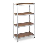Relaxdays Heavy Duty Shelving Unit, Galvanised Steel, Max. Load 280 kg, 157x80x40 cm, 4 Shelves, Garage Storage, Silver