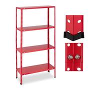 Relaxdays Heavy Duty Shelving Unit, 90% steel 10% plastic, Red, 147.5 x 75.5 x 30.5 cm