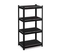 Relaxdays Heavy-Duty Shelving Unit, HWD 120 x 60 x 40 cm, 1000kg, 4 Shelves, Steel, Storage for Garage, Click-fit, Black
