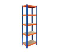 Relaxdays Heavy-Duty Shelving Unit, HWD: 180x50x30 cm, Blue-Orange | 875 kg load capacity, 5 MDF tiers, basement storage shelf, slot-in, steel, garage, workshop