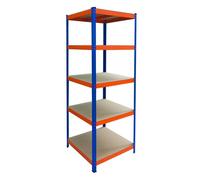 Relaxdays Heavy-Duty Shelving Unit, HWD: 200x60x60 cm, Blue-Orange | 875 kg load capacity, 5 MDF tiers, basement storage shelf, slot-in, steel, garage, workshop