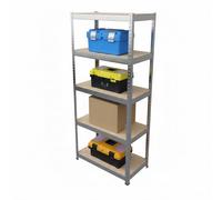 Relaxdays heavy-duty shelving unit, HxWxD 180x60x30 cm, load capacity 500 kg, 5 shelves, silver