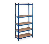 Relaxdays Heavy Duty Shelving Unit, Max. Load 1325 kg, 220x100x45 cm, 5 Shelves, Garage & Warehouse Storage, Steel, Blue