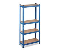 Relaxdays Heavy Duty Shelving Unit, Max. Load 700 kg, 150x70x30 cm, 4 Shelves, Garage & Warehouse Storage, Steel, Blue