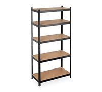 Relaxdays Heavy Duty Shelving Unit, Max. Load 875 kg, 180x90x45 cm, 5 Shelves, Garage & Warehouse Storage, Steel, Black