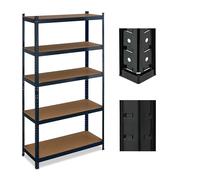 Relaxdays Heavy-Duty Shelving, up to 500 kg, Dividable, Cellar, Garage, Plug-in Storage, 180 x 100 x 40 cm, Steel, Black