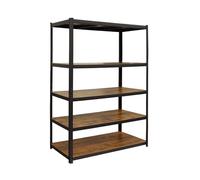 Relaxdays Heavy-Duty Steel & MDF Shelving Unit, 500 kg, 200x120x40 cm, 5 Shelves, Wood-Effect, Black/Brown