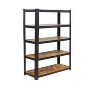 Relaxdays Heavy-Duty Steel & MDF Shelving Unit, 500kg, 5 Shelves, Wood-Effect, Black/Brown, 50x100x200cm