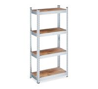 Relaxdays Heavy-Duty Unit, 4 Shelves, 120x60x30 cm, 700 kg, Galvanised Steel, Garage Storage Rack, Brown/Silver, Plastic, Fibreboard