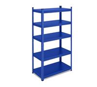 Relaxdays Heavy Duty Unit, 5 Shelves, 150 x 75 x 30 cm, Max. 875 kg, Garage & Warehouse Storage, Plug-In, Blue, Steel